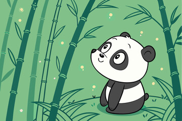 78 Cute cartoon panda, bamboo forest, magical glowing fireflies, lush green background, soft lighting, dreamy atmosphere, digital art, 3D rendering, high detail, adorable character design, fantasy ele © Md Ruhul Amin