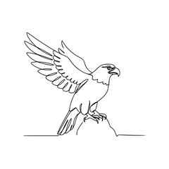 Fototapeta premium Line Drawing of Landing Eagle on Transparent Background 