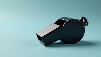 Black plastic whistle, simple design, clean background , simple, isolated