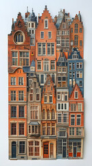 Fototapeta premium A collage of various European-style buildings showcasing diverse architectural details and colors