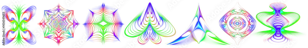 Aufkleber png colorful abstract digital patterns, elements on transparent background