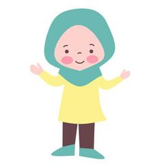 Playful cute little girl vector illustration