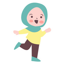 Playful cute little girl vector illustration