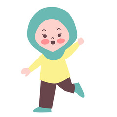 Playful cute little girl vector illustration