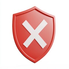 Fototapeta premium Red shield with a white cross symbol icon