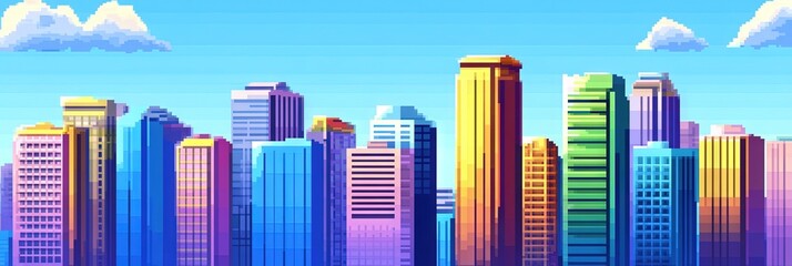 16-bit pixel art dhaka bangladesh downtown skyline