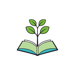 Merge An Open Book With A Tree Growing Out Of It