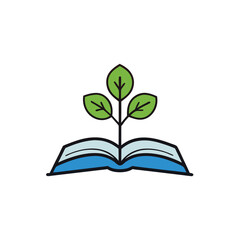 Merge An Open Book With A Tree Growing Out Of It