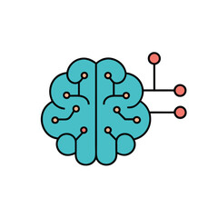 Abstract Human Brain With Circuits Or Tech Element
