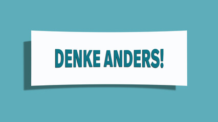 Denke anders (Think differently) - A card isolated on light green background.
