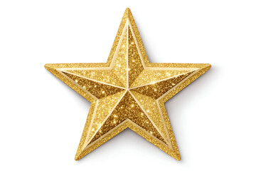 Golden Christmas Star Glitter Sticker Isolated on White Background - Festive Decoration Clip art

