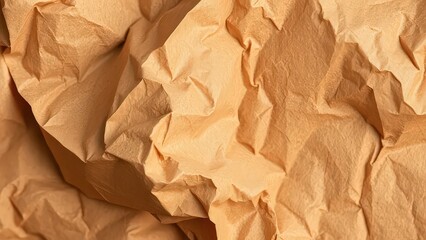 crumpled brown kraft paper, texture detail 