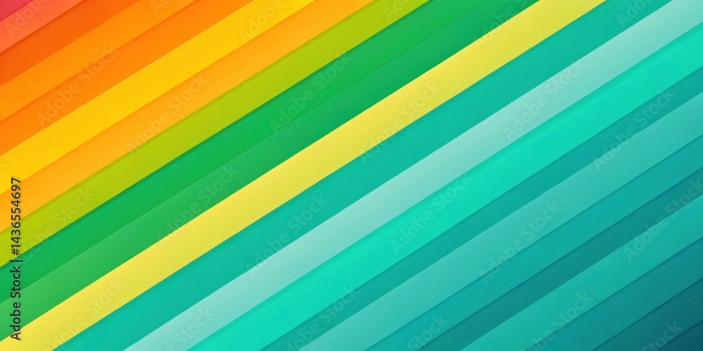 Poster vibrant diagonal stripes in a spectrum of saturated hues, ideal for modern design projects and prese