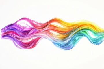 Abstract colorful wavy lines on a white surface flowing beautifully