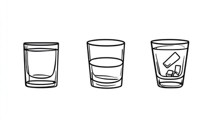 Three shot glasses with liquid
