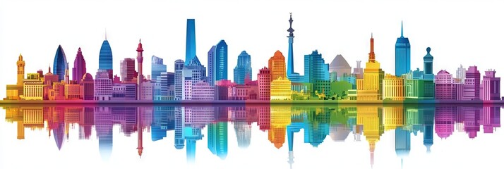 Obraz premium 2d vector cairo egypt downtown skyline 