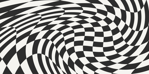 Wavy groovy distorted checkered background set
