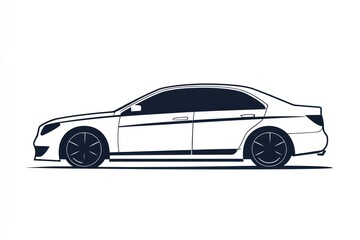 Fototapeta premium White sedan profile, isolated background, automotive design, website illustration