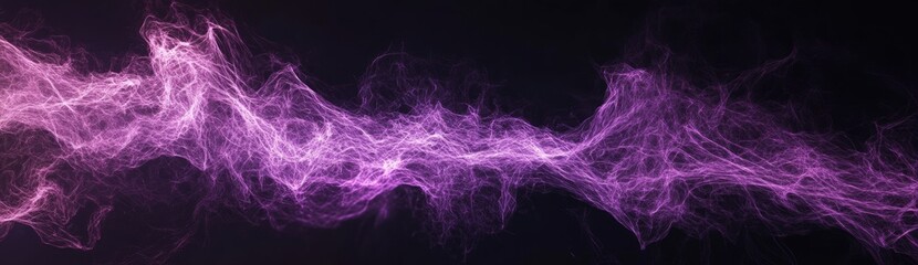 Obraz premium Abstract Purple Particle Wave on Black Background
