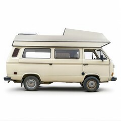 Camper van drawing isolated on white background. Attractive realistic illustration for those who love travel and camper life.