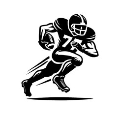 American Football Player Running Vector Illustration