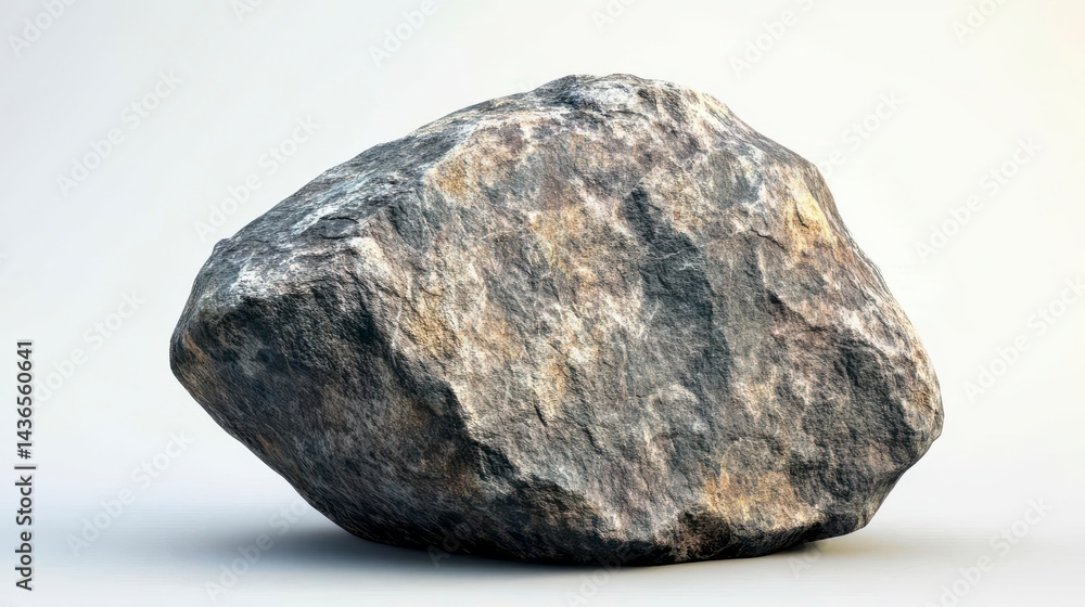 Poster grey boulder on white background rough texture and irregular shape