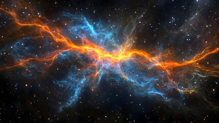 Exploding Cosmic Nebula with Vibrant Light and Dense Colorful Gas