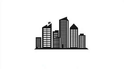 Fototapeta premium Cityscape skyline, urban buildings, white background, illustration, website design