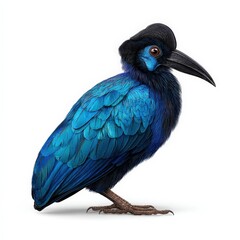 Fototapeta premium Vibrant Blue Bird Illustration on White.