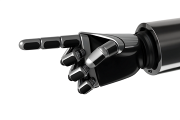 robot hand finger pointing isolated on white background PNG