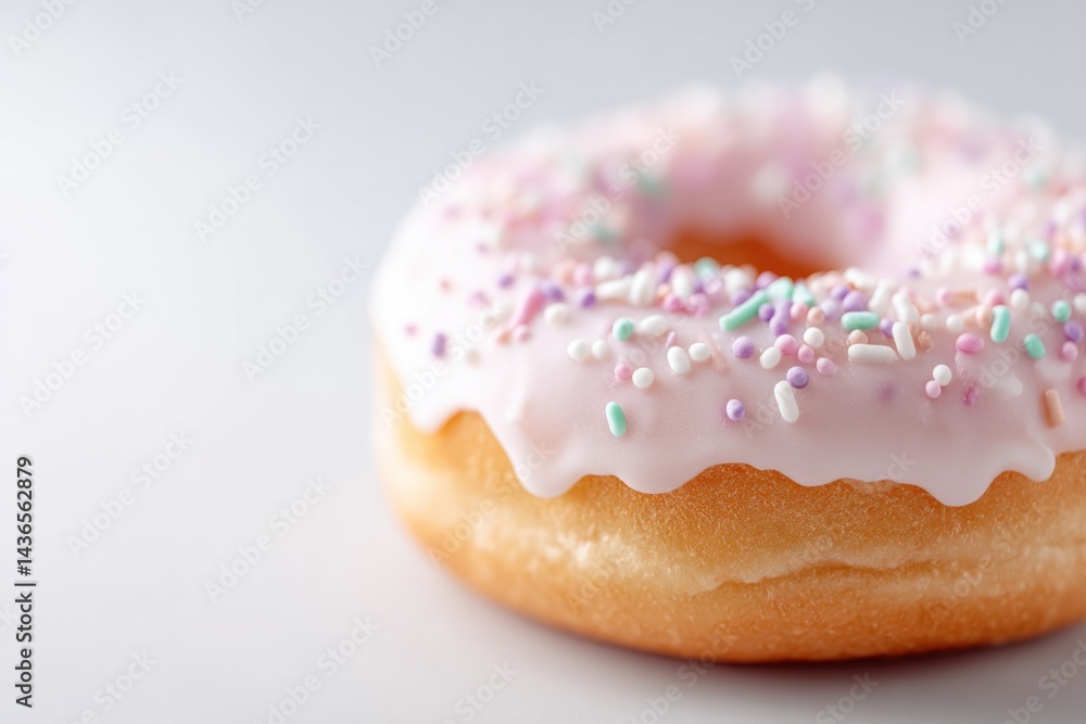 Poster close-up of single donut with sprinkles capturing its intricate details