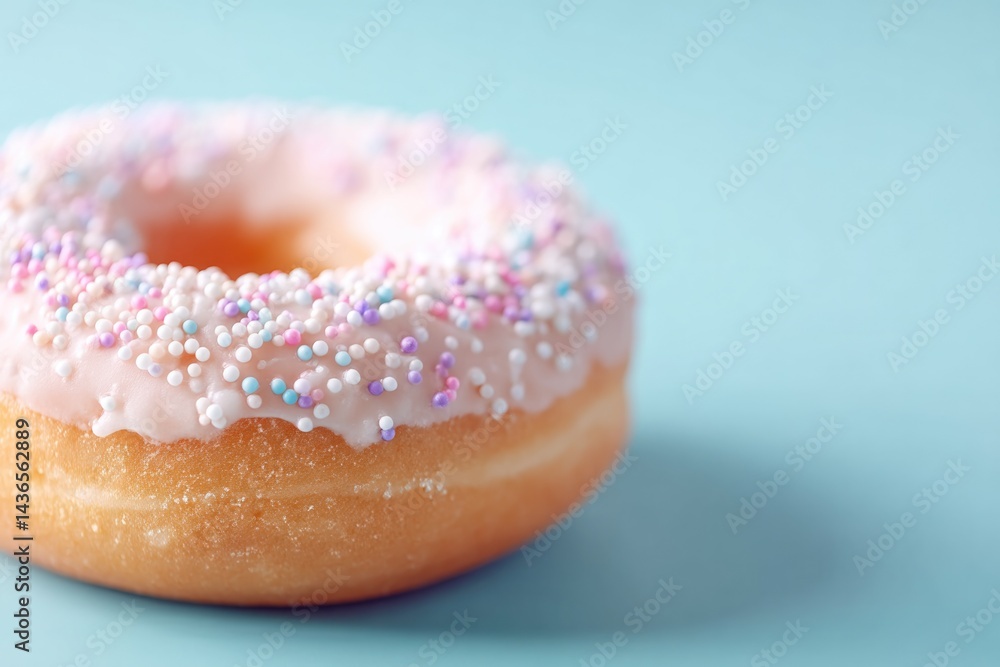 Poster close-up of single donut with sprinkles capturing its intricate details