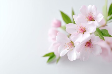 Fototapeta premium delicate arrangement of spring blossoms against pristine white background petals softly overlapping
