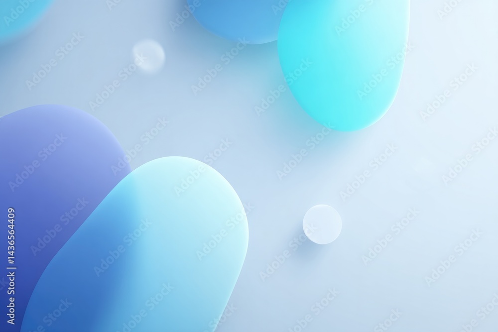 Poster minimalist clean image featuring various fluid shapes in different styles with ample copy space in b