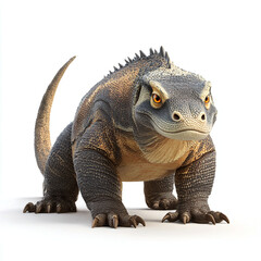 Obraz premium Powerful Komodo Dragon 3D Render Isolated on White Background