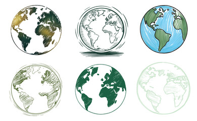 Set of Artistic Earth Illustrations – Eco-Friendly Planet Designs