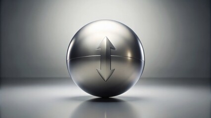 Metallic Orb with Dual Directional Arrows Symbolizing Upward and Downward Movement, Progress, and Reciprocity