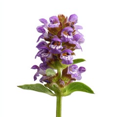Prunella Vulgaris Flower Spike on White Background.