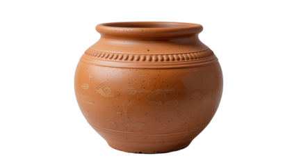Old clay pot isolated on transparent background 