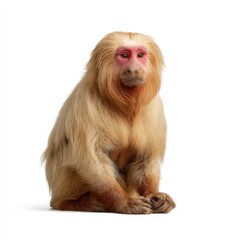 Golden Monkey Sitting on White Background.