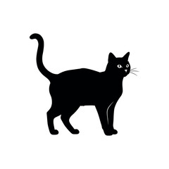 Elegant Black Cat Silhouette A Vector Illustration of a Feline
