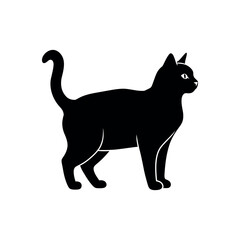 Elegant Black Cat Silhouette A Vector Illustration of Feline Grace