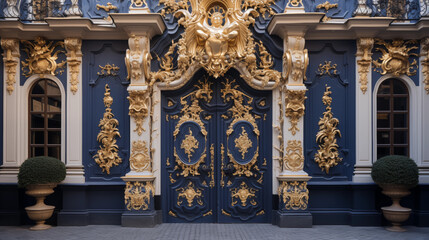 Obraz premium Ornate Gold Blue Palace Door Detail