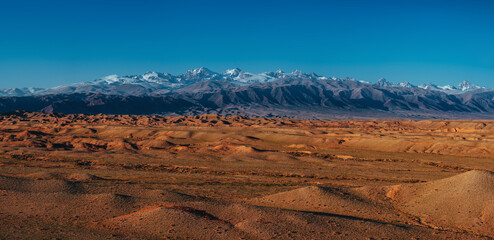 Beautiful panoramic view of mountains in Kyrgyzstan