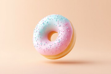 single donut motif forms centerpiece of abstract vibrant design set against simple background providing ample copy