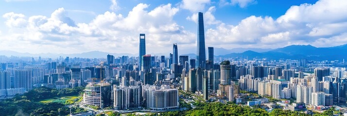 Fototapeta premium cinematic Shenzhen downtown skyline -