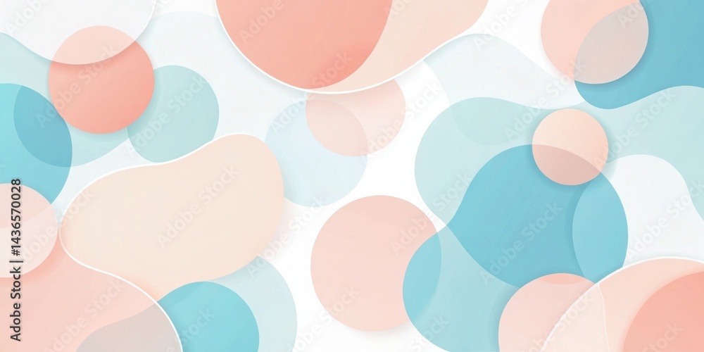 Poster Pastel Abstract Shapes An Elegant Design Featuring Overlapping Circles and Organic Forms in Soft Blue and Peach Tones