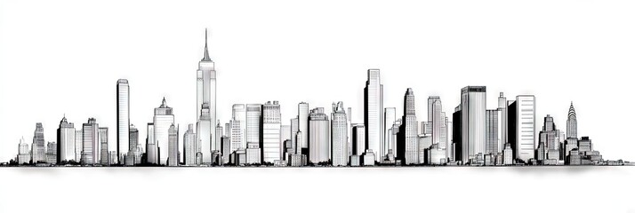 Obraz premium manga new york city downtown skyline 