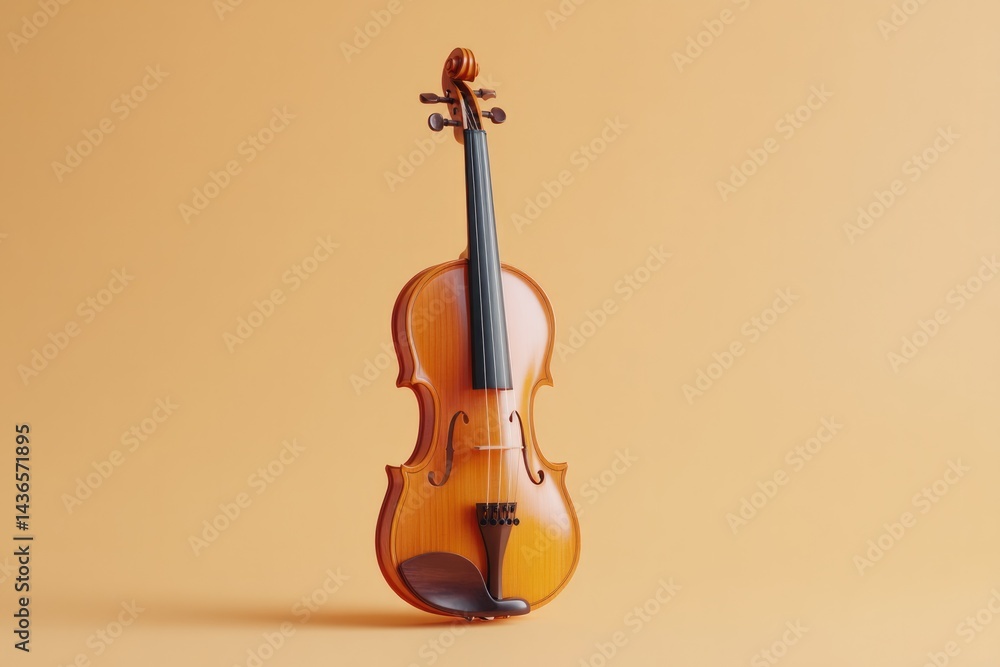 Aufkleber violin with clean minimalistic design placed centrally on smooth solid color background providing am