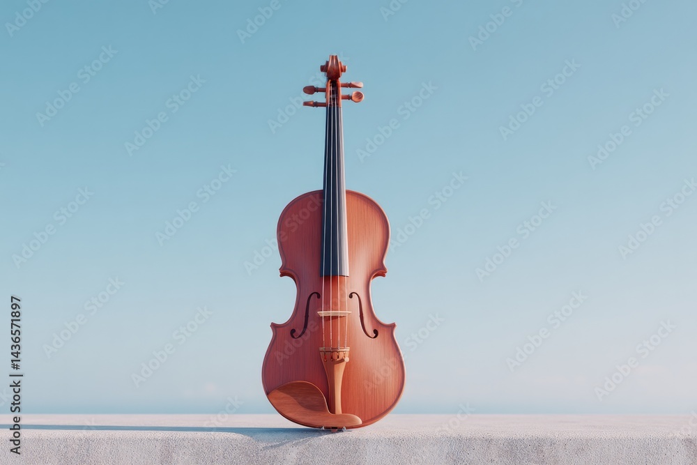 Aufkleber violin with clean minimalistic design placed centrally on smooth solid color background providing am